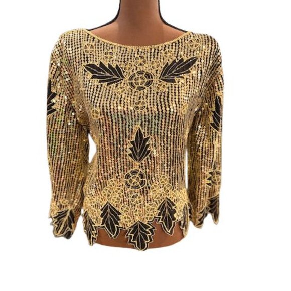 GUNIT Tops - Black and Gold GORGEOUS Vintage 1980’s Sequin Blouse - Large